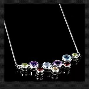 Real gemstones set in 925 sterling silver Necklace